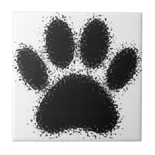 Dog Paw Drawing Ceramic Tile