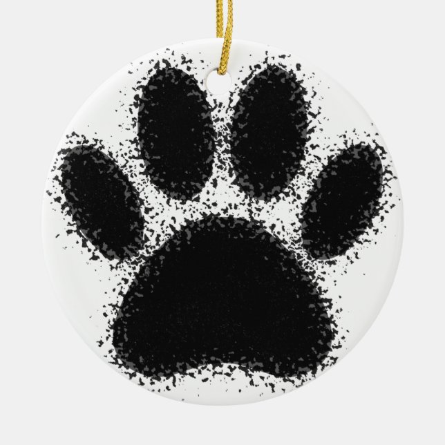 Dog Paw Drawing Ceramic Tree Decoration (Front)