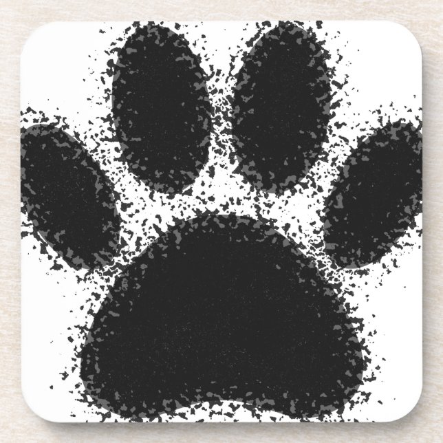 Dog Paw Drawing Coaster (Front)