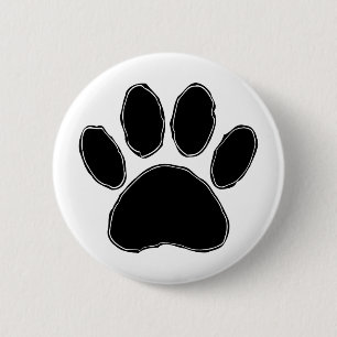 Dog Paw Drawing In Black 6 Cm Round Badge