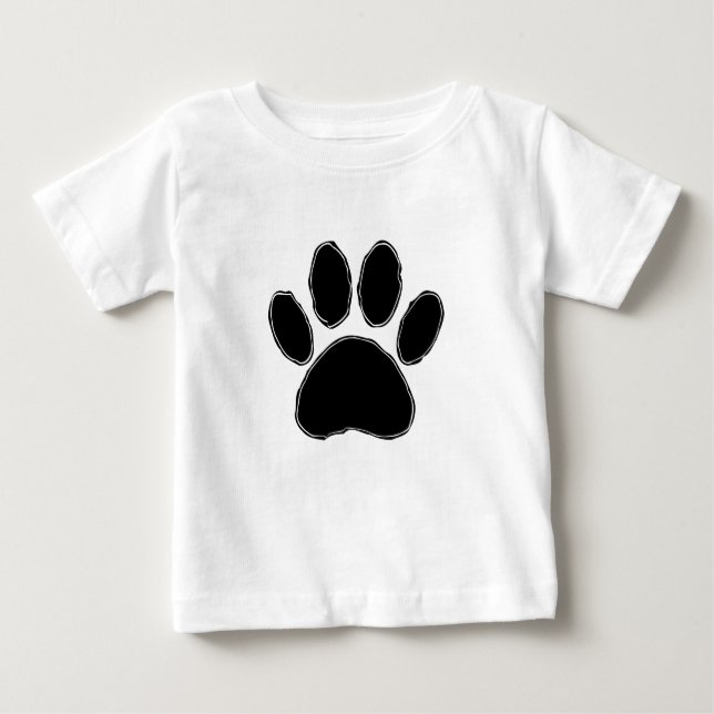 Dog Paw Drawing In Black Baby T-Shirt (Front)