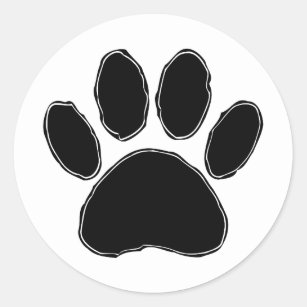 Dog Paw Drawing In Black Classic Round Sticker