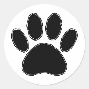 Dog Paw Drawing In Black Classic Round Sticker