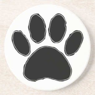 Dog Paw Drawing In Black Coaster