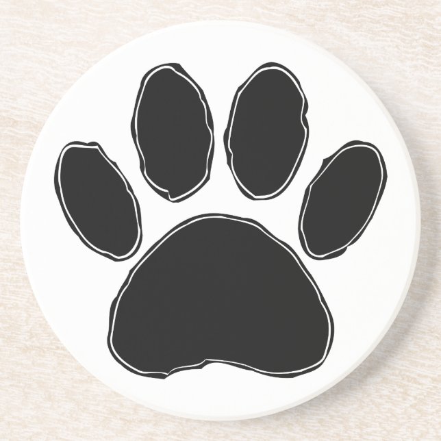 Dog Paw Drawing In Black Coaster (Front)