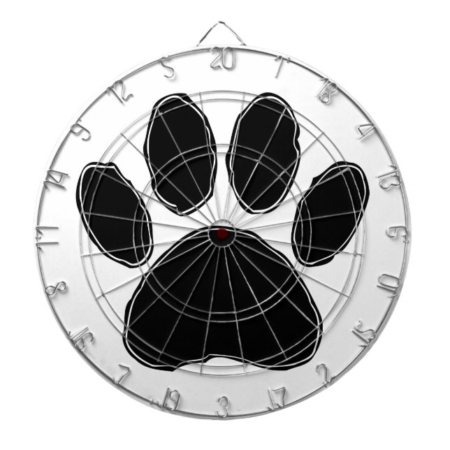 Dog Paw Drawing In Black Dartboard (Front)