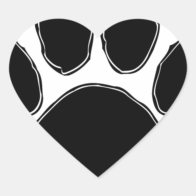 Dog Paw Drawing In Black Heart Sticker (Front)