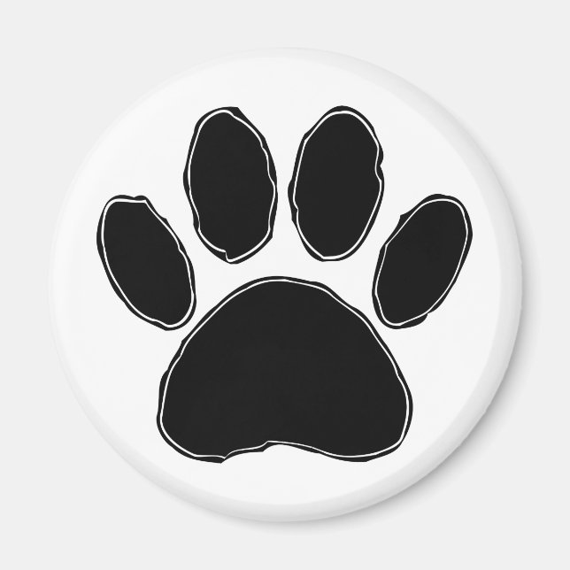 Dog Paw Drawing In Black Magnet (Front)