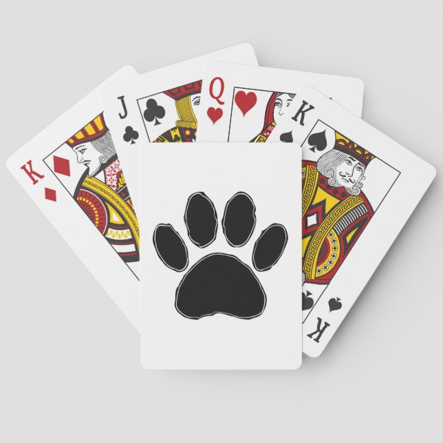 Dog Paw Drawing In Black Playing Cards (Back)