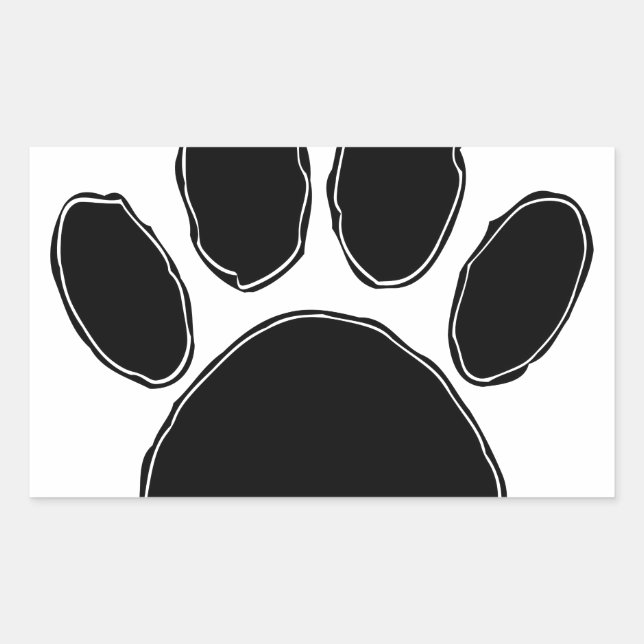 Dog Paw Drawing In Black Rectangular Sticker (Front)