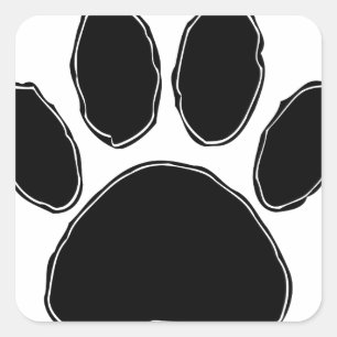 Dog Paw Drawing In Black Square Sticker