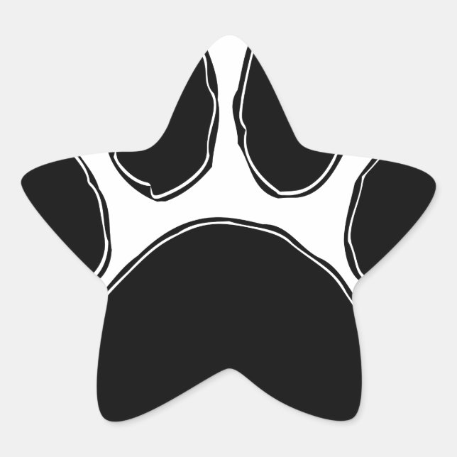 Dog Paw Drawing In Black Star Sticker (Front)