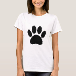 Dog Paw Drawing In Black T-Shirt