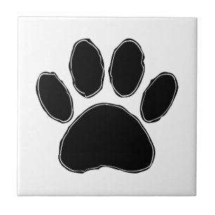 Dog Paw Drawing In Black Tile