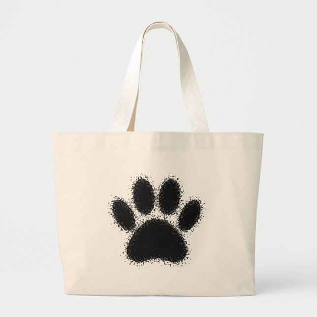 Dog Paw Drawing Large Tote Bag (Front)