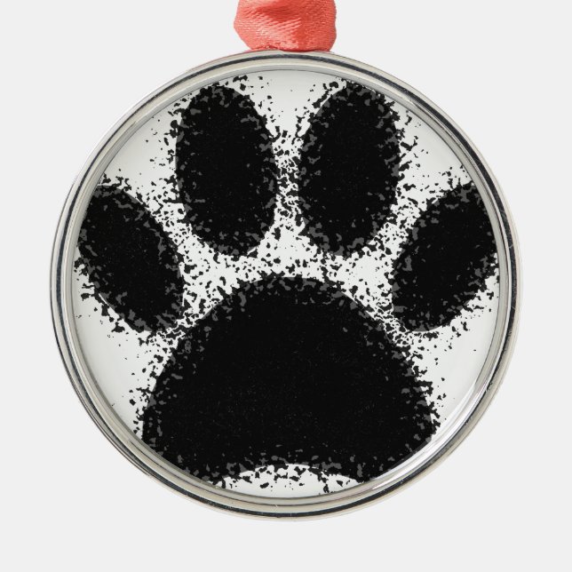 Dog Paw Drawing Metal Ornament (Front)