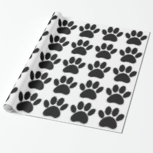 Dog Paw Drawing Wrapping Paper
