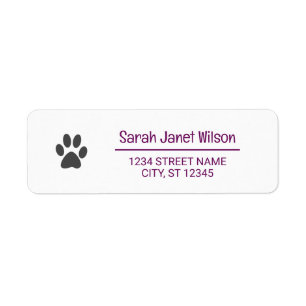 Dog Paw Elegant Minimalist Modern Return Address  Label