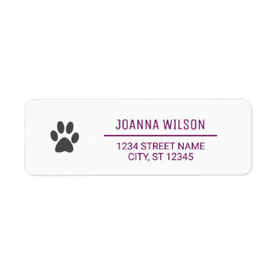 Dog Paw Elegant Minimalist Modern Return Address  Label