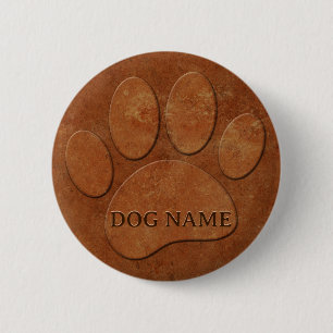 Dog Paw Faux Terracotta Print 6 Cm Round Badge