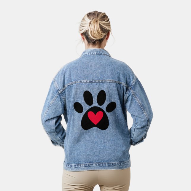Dog Paw Heart Denim Jacket (Model)