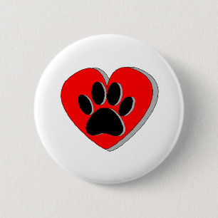 Dog Paw Heart Drawing 6 Cm Round Badge