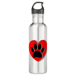 Dog Paw Heart Drawing 710 Ml Water Bottle