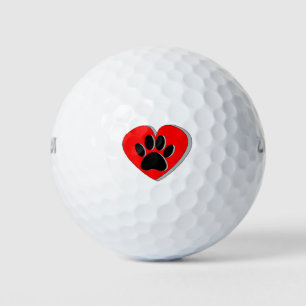 Dog Paw Heart Drawing Golf Balls