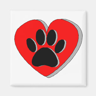 Dog Paw Heart Drawing Magnet
