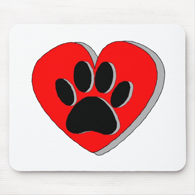 Dog Paw Heart Drawing Mouse Pad (Front)