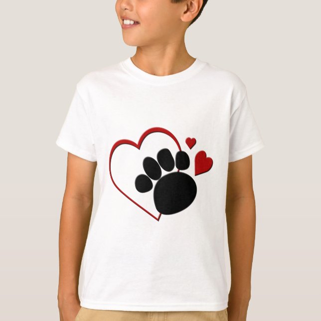 Dog Paw Hearts I Love my Dog Kids T-shirt (Front)