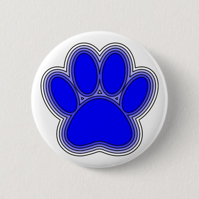Dog Paw In Blue With Outlines 6 Cm Round Badge (Front)
