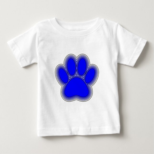 Dog Paw In Blue With Outlines Baby T-Shirt (Front)