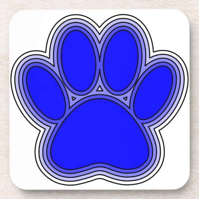 Dog Paw In Blue With Outlines Coaster (Front)