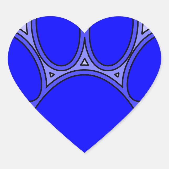 Dog Paw In Blue With Outlines Heart Sticker (Front)