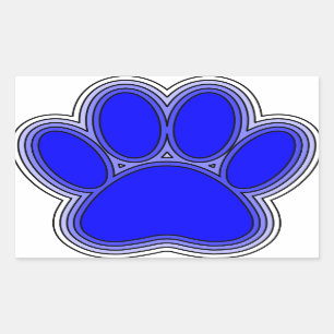 Dog Paw In Blue With Outlines Rectangular Sticker