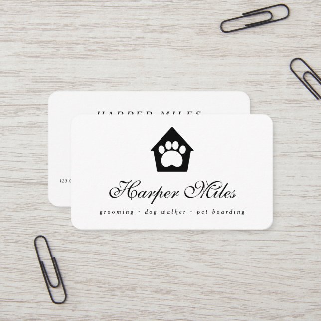 dog paw in house Rover/ grooming Business Card (Front/Back In Situ)