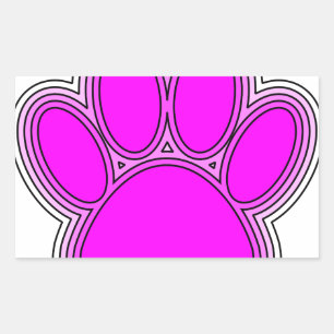 Dog Paw In Pink With Outlines Rectangular Sticker
