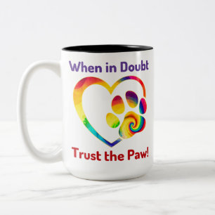 Dog Paw Love Heart Print Colourful Pet Dog Lover Two-Tone Coffee Mug