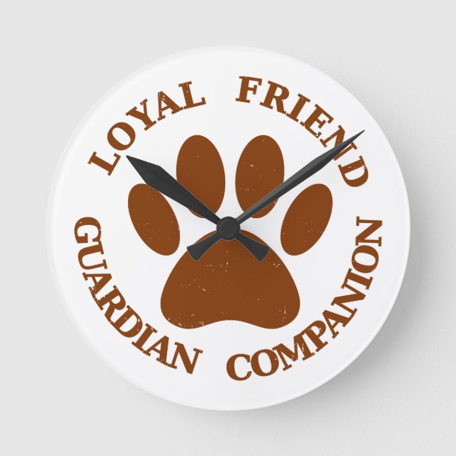 Dog Paw Loyal Friend Round Clock (Front)