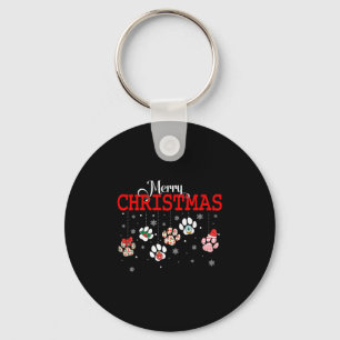 Dog Paw Merry Christmas Pajamas Puppy Dog Lover Ch Key Ring