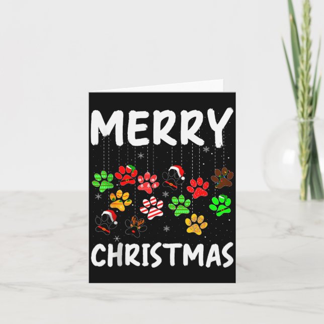 Dog Paw Merry Christmas Pajamas Puppy Dog Lover Xm Card (Front)