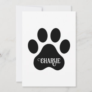 Dog Paw Name Silhouette Design Holiday Card