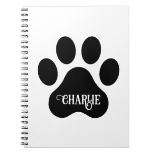 Dog Paw Name Silhouette Design Notebook