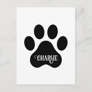 Dog Paw Name Silhouette Design Postcard