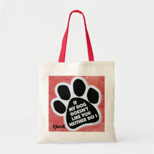 Dog paw on cotton tote bag