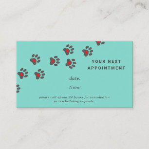 Dog paw path, light blue appointment card