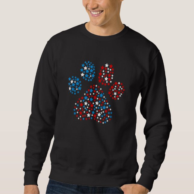 Dog Paw Patriotic Red White Blue Stars 4th Of July Sweatshirt (Front)