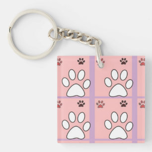 Dog paw pattern key ring