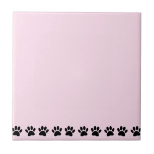 Dog Paw Pattern Light Pink Ceramic Tile